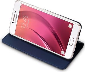 Dux Ducis Etui skin leather Galaxy A8+ granatowe 4