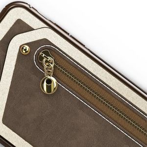 Zizo Zizo Nebula Wallet Case - Skórzane etui iPhone X z kieszeniami na karty + saszetka na zamek + szkło 9H na ekran (Dark Brown/Brown) 5