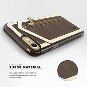 Zizo Zizo Nebula Wallet Case - Skórzane etui iPhone X z kieszeniami na karty + saszetka na zamek + szkło 9H na ekran (Dark Brown/Brown) 6