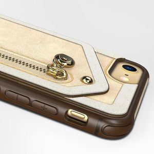 Zizo Zizo Nebula Wallet Case - Skórzane etui iPhone X z kieszeniami na karty + saszetka na zamek + szkło 9H na ekran (Tan/Brown) 3