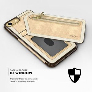 Zizo Zizo Nebula Wallet Case - Skórzane etui iPhone X z kieszeniami na karty + saszetka na zamek + szkło 9H na ekran (Tan/Brown) 7