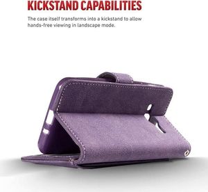 Zizo Zizo Slide Out Wallet Pouch - Skórzane etui iPhone X z kieszeniami na karty wewnątrz oraz na zewnątrz etui + stand up (Purple) 4