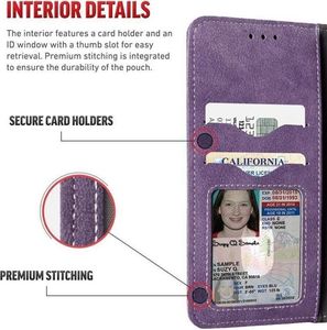 Zizo Zizo Slide Out Wallet Pouch - Skórzane etui iPhone X z kieszeniami na karty wewnątrz oraz na zewnątrz etui + stand up (Purple) 5