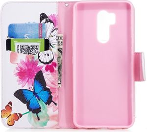 Etui portfel leather LG G7 motyle i kwiaty 7