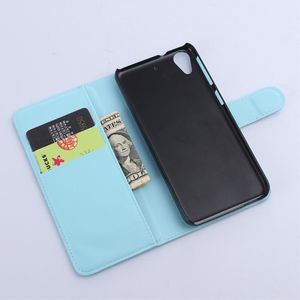 Etui Stand litchi HTC 650 niebieskie 2