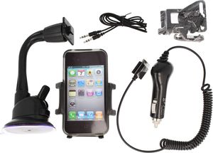 Ładowarka samochodowa+Etui+Uchwyt iPhone 4/4s 2