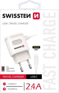 Ładowarka Swissten Ładowarka sieciowa SWISSTEN USB-C 2.4A biała 1
