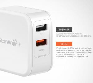 Ładowarka Blitzwolf USB; kolor czarny (BW-S6 EU) 9