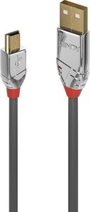 Kabel USB Lindy USB-A - miniUSB 3 m Szary (36633) 1