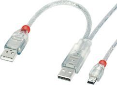 Kabel USB Lindy Kabel USB Dual Power 2 x USB A - mini USB B Lindy 31786 - 1m 1