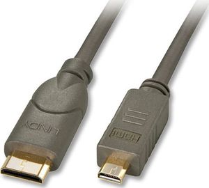 Kabel Lindy HDMI Micro - HDMI Mini 0.5m szary (41340) 1