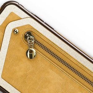 Zizo Zizo Nebula Wallet Case - Skórzane etui iPhone X z kieszeniami na karty + saszetka na zamek + szkło 9H na ekran (Light Brown/Brown) 5