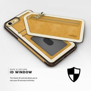 Zizo Zizo Nebula Wallet Case - Skórzane etui iPhone X z kieszeniami na karty + saszetka na zamek + szkło 9H na ekran (Light Brown/Brown) 7