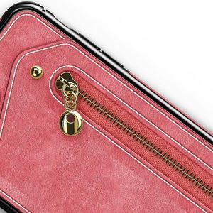 Zizo Zizo Nebula Wallet Case - Skórzane etui iPhone X z kieszeniami na karty + saszetka na zamek + szkło 9H na ekran (Pink/Black) 5
