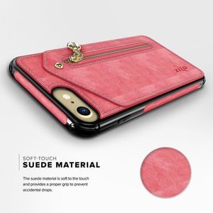 Zizo Zizo Nebula Wallet Case - Skórzane etui iPhone X z kieszeniami na karty + saszetka na zamek + szkło 9H na ekran (Pink/Black) 6