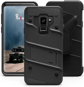 Zizo Pancerne etui Samsung Galaxy S9 ze szkłem 9H na ekran + podstawka & uchwyt do paska (Black/Black) 7