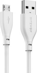Kabel USB Blitzwolf Micro USB M - USB 2.0 M; 0,30m; kolor biały (BW-MC10) 2