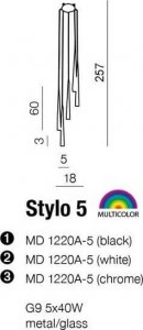 Lampa wisząca Torino Lampa wisząca zwis Azzardo Stylo 5 5x40W G9 czarna MD1220A-5 + żarówka LED za 1 zł GRATIS! 2