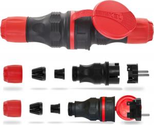 KEL Zestaw EXTREM wtyczka + gniazdo 16A 2P+Z 250V IP54 czarny/czerwony (ZWG-54) 2