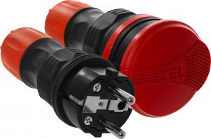 KEL Zestaw EXTREM wtyczka + gniazdo 16A 2P+Z 250V IP54 czarny/czerwony (ZWG-54) 10