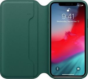 Apple Etui skórzane folio iPhone XS - leśna zieleń 3