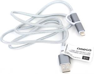 Kabel USB Omega 2IN1 MICRO USB - LIGHTNING 2A 1M 1