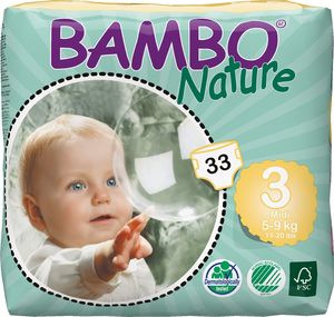 Pieluszki Bambo Ekologiškos sauskelnės BAMBO Nature Midi, 3, 5-9 kg, 33 vnt. 1