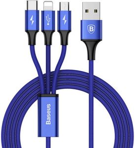 Kabel USB Baseus USB-A - USB-C + microUSB + Lightning 1.2 m Niebieski (CAMLT-SU13                     ) 1