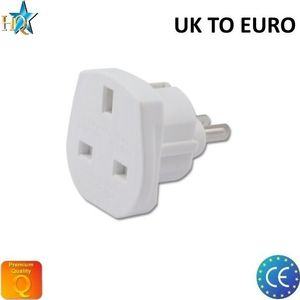 HQ Power Plug adapter from UK (United Kingdom) 3pin to Euro Socket - UK to EU Adapter White (OEM) 1