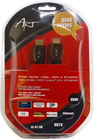 Kabel Art HDMI - HDMI 3m czarny (AL-01-3M) 2