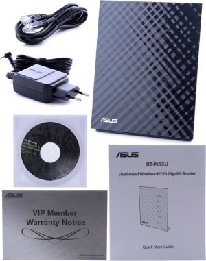 Router Asus RT-N65U Dwupasmowy, bezprzewodowy, gigabitowy router WiFi N750, 2 porty USB 3.0, IEEE 802.11a/b/g/n 4