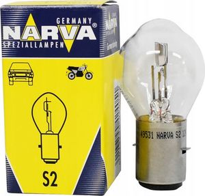 NARVA ŻARÓWKA S2 12V/35/35W BA20D (Z COKOŁEM METALOWYM) DWUWŁÓKNOWA 1