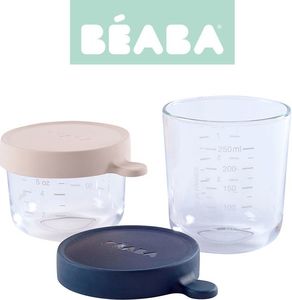 Beaba Pojemnik szklany hermetyczny pink i dark blue 150+250ml 1