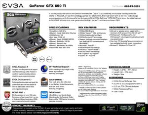 Karta graficzna EVGA GTX 650 Ti 1024MB DDR5/128bit DVI/HDMI PCI-E (1071/5400) (wer. OC - SSC) (01G-P4-3652-K1) 2