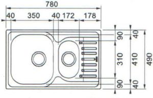 Zlewozmywak Franke Zlewozmywak 1,5-komorowy PXN 651 z ociekaczem 78 x 49cm stalowy (101.0251.314) 2