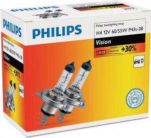 Philips Żarówka H4 12V/60/55W P43T-38 +30% Vision 2szt 1