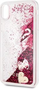 Guess Guess GUHCPXGLHFLRA iPhone X/Xs raspberry hard case Glitter Hearts 2