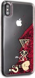 Guess Guess GUHCPXGLHFLRA iPhone X/Xs raspberry hard case Glitter Hearts 3