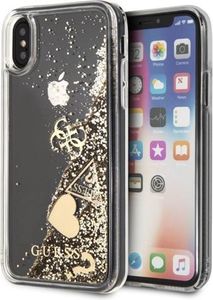 Guess GUHCPXGLHFLGO iPhone X/Xs gold/złoty hard case Glitter Hearts 1
