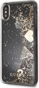 Guess GUHCPXGLHFLGO iPhone X/Xs gold/złoty hard case Glitter Hearts 4