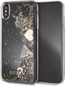 Guess Guess GUHCI65GLHFLGO iPhone Xs Max gold/złoty hard case Glitter Hearts 1