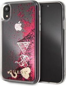 Guess Guess GUHCI61GLHFLRA iPhone Xr raspberry hard case Glitter Hearts 1