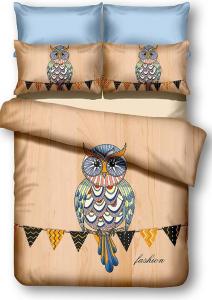 Decoking Pościel Owls Autumnstory pomarańczowa 200x220cm + 2 poduszki 80x80cm 1