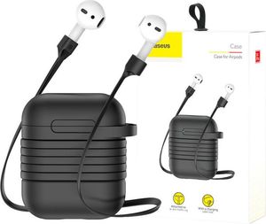 Baseus etui 2w1 pasek strap do Apple Airpods case Black 7