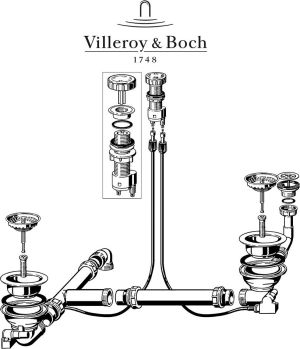 Syfon Villeroy & Boch Automatyczny zestaw odpływowy do zlewozmywaka dwukomorowego (VB-8232 00 61) 1