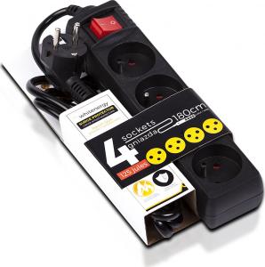 Listwa zasilająca Whitenergy Standard przeciwprzepięciowa 4 gniazd 1.8 m czarna (8404) 2
