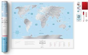 MAPA ZDRAPKA ŚWIAT TRAVEL MAP SILVER WORLD 1