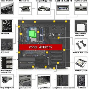 Obudowa SilentiumPC Gladius M40 Pure Black ATX/USB3.0/SSD ready/3x120mm bez zasilacza (SPC077) 3