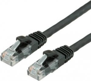 Value VALUE - Patch- Cable - RJ- 45 (M) to RJ- 45 (M) - 5 m - UTP - CAT 6a - shaped, without Haken - black, RAL 9011 (21.99.1465) 1