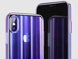 Baseus Baseus Aurora Case cieniowane etui pokrowiec ombre Apple iPhone XS / X niebieski (WIAPIPH58-JG03) 5